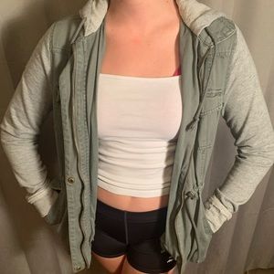 Mudd army green and grey zip-up